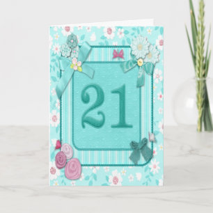 Carte de 21e anniversaire avec fleurs