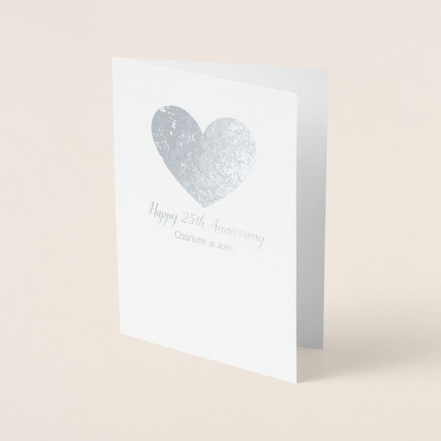 Carte de 25e anniversaire de mariage avec cœur (Devant)