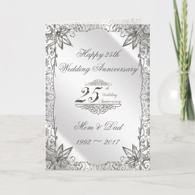 Carte de 25e anniversaire de mariage Flourish Silv (Devant)