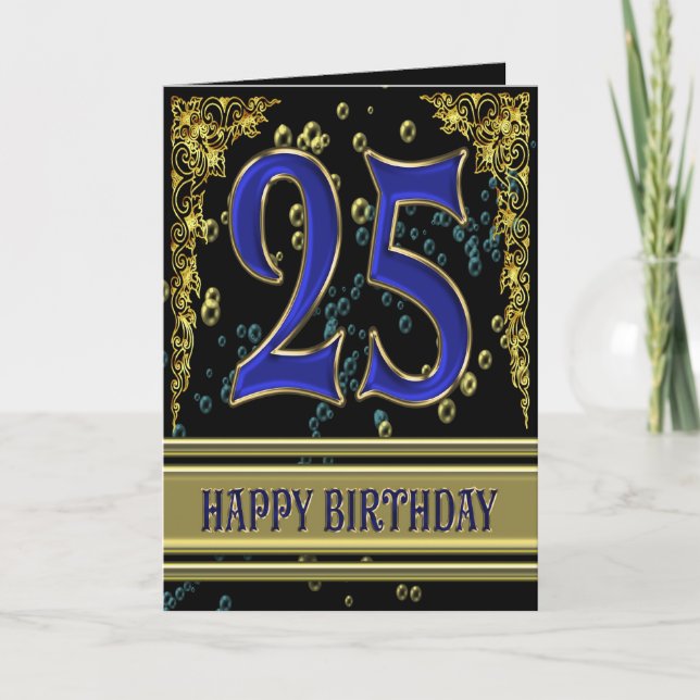 Carte de 25ème anniversaire avec or et bulles (Devant)