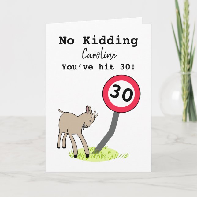 Carte de 30e anniversaire de chèvre amusante (Devant)