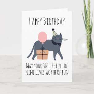 carte de 30e anniversaire du chat