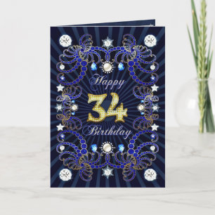 Carte de 34ème anniversaire avec des masses de bij