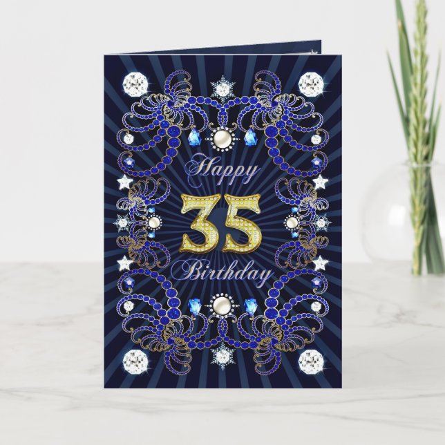 Carte de 35e anniversaire avec des masses de bijou (Devant)