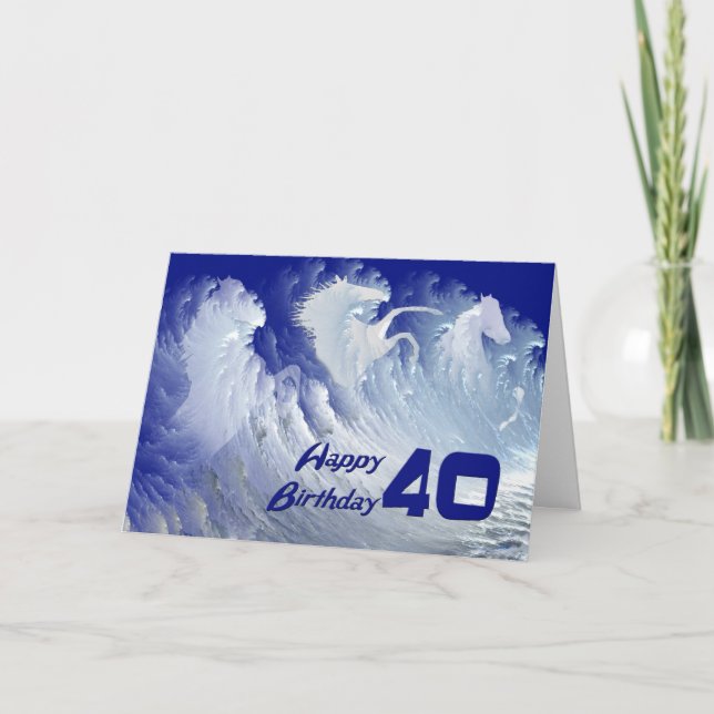Carte de 40e anniversaire avec des chevaux sauvage (Devant)