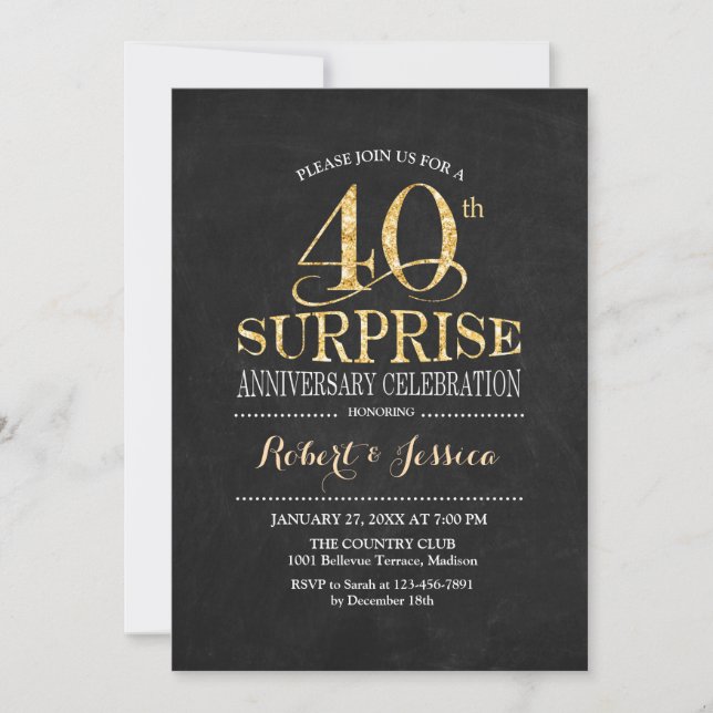 Carte de 40e anniversaire de mariage en ardoise do (Devant)