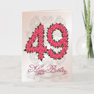 Carte de 49e anniversaire avec rose et feuille