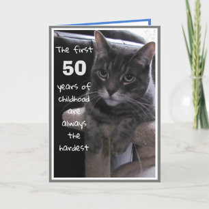 Carte de 50 ans drôle avec chat