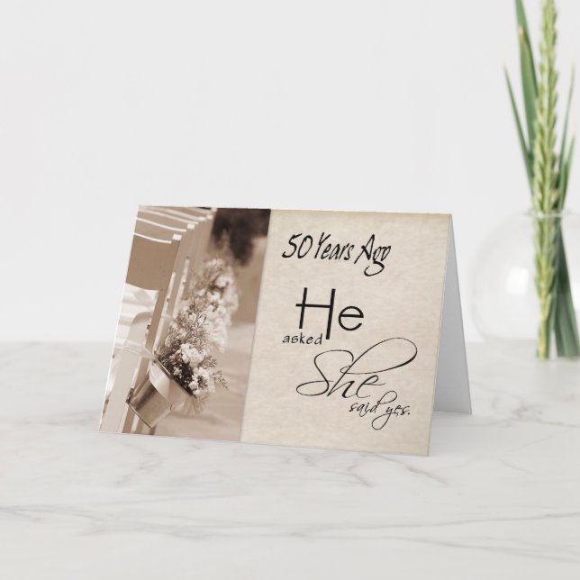 Carte de 50e anniversaire de mariage - 50 merveill (Devant)