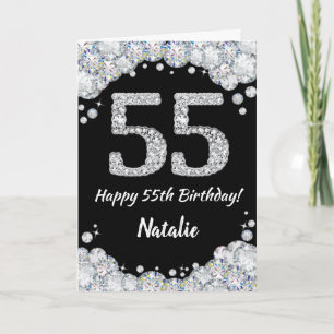 Carte de 55e anniversaire avec paillettes noires e