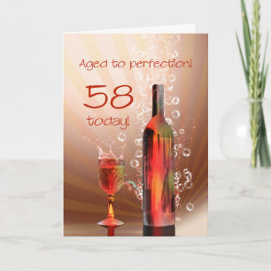 Carte de 58e anniversaire de vin éclaboussant