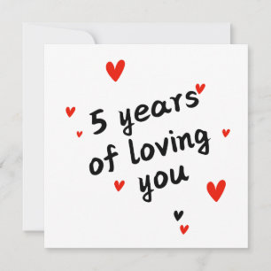 Carte de 5 ans heureuse - Amour & Coeurs