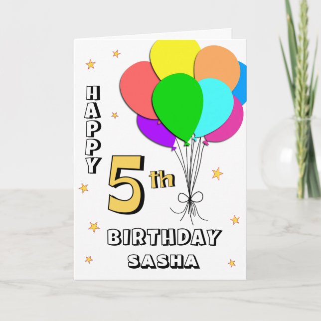 Carte de 5e anniversaire remplie par le ballon (Devant)