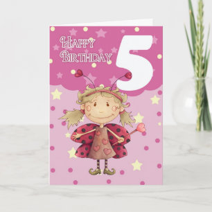 Carte de 5ème anniversaire avec jolie fée de cocci