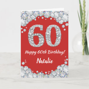 Carte de 60e anniversaire avec paillettes rouges e