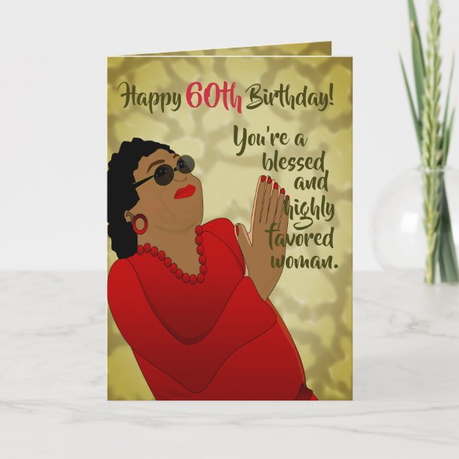 Carte de 60e anniversaire de la femme afro-américa (Devant)