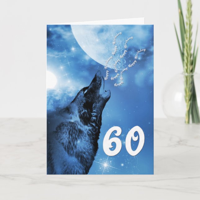 Carte de 60e anniversaire de loup fantôme (Devant)