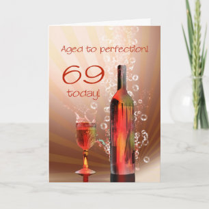 Carte de 69e anniversaire de vin éclaboussant