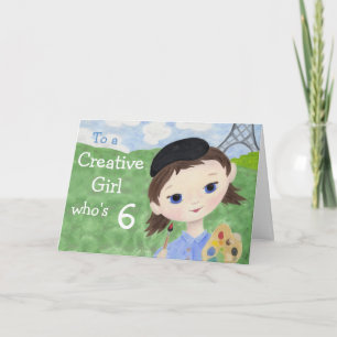 Carte de 6e anniversaire de la fille artiste