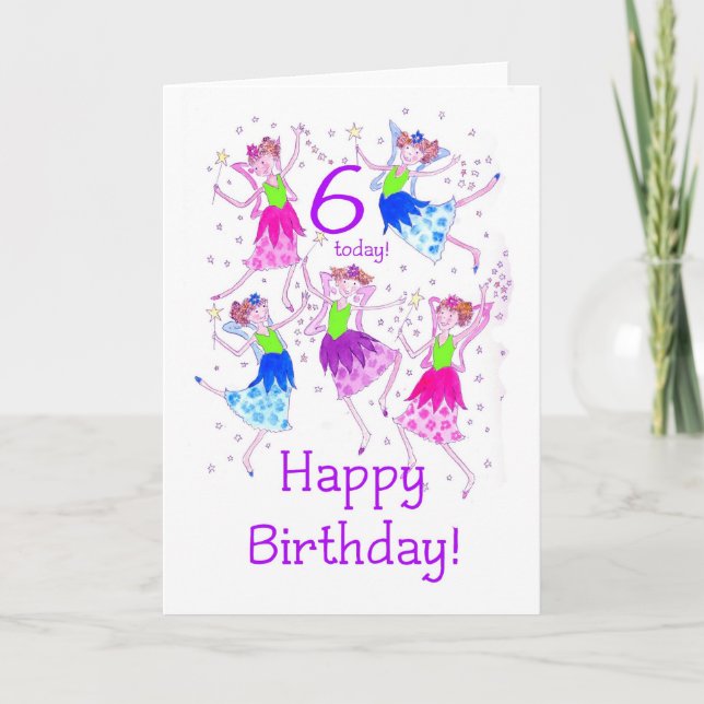 Carte de 6e anniversaire "Fées" (Devant)