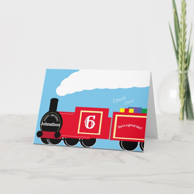 Carte de 6e anniversaire personnalisée du train à  (Devant)