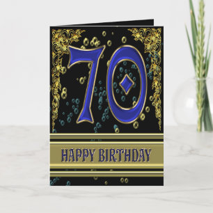 Carte de 70e anniversaire avec or et bulles
