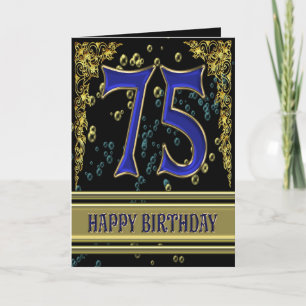Carte de 75ème anniversaire avec or et bulles