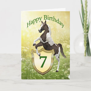 Carte de 7e anniversaire avec cheval d'élevage