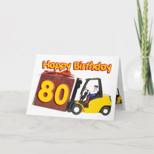 Carte de 80e anniversaire avec chariot élévateur à