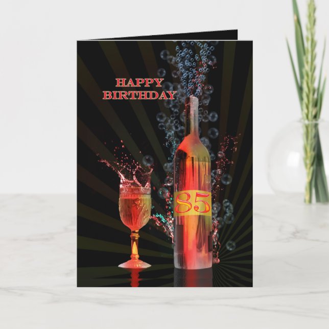 Carte de 85e anniversaire du vin éclaboussé (Devant)