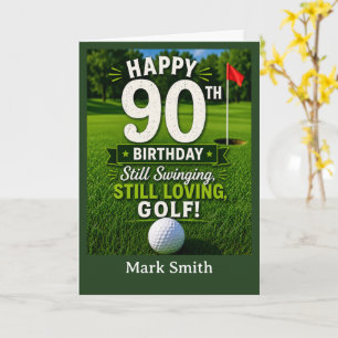 Carte de 90e anniversaire de golf pour golfeur sur