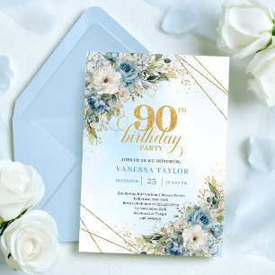Carte de 90e anniversaire moderne poussiéreuse ble