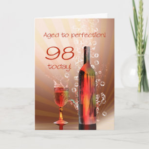 Carte de 98e anniversaire de vin éclaboussant