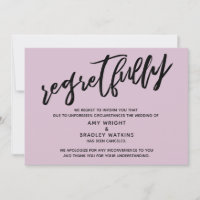 Carte de Annulation de Mariage Mauve Clair avec Re