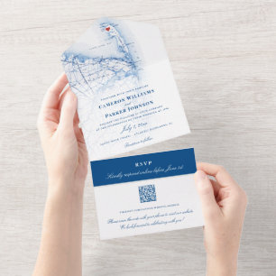 Carte de Atlantic Heights NJ Élégant Mariage Navy