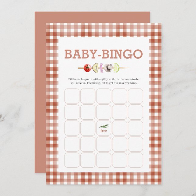 Carte de Baby Bingo au bébé à l'aquarelle (Devant / Derrière)