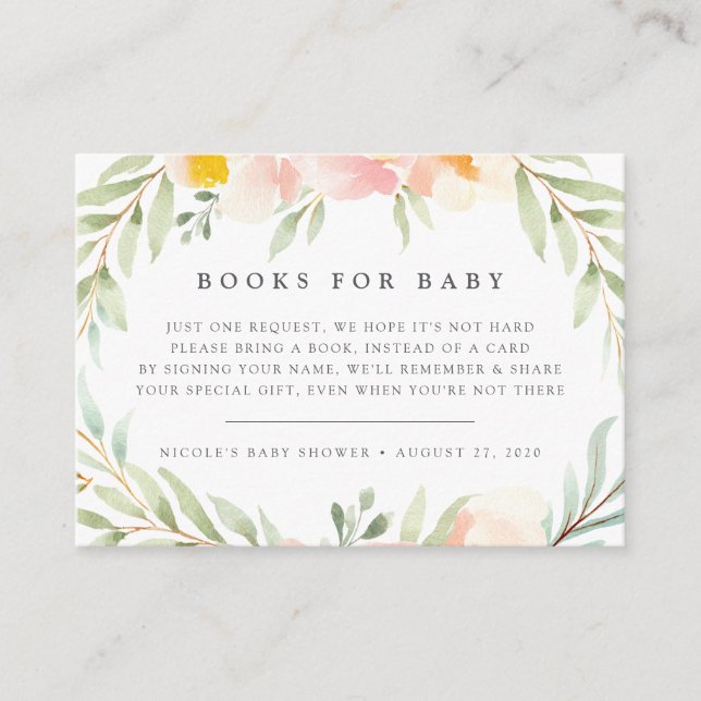 Carte de Baby shower Airy Floral Book Request (Devant)