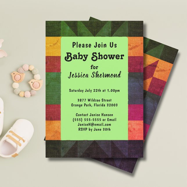 Carte de Baby shower Aztec Tribal Abstrait Retro 7 (Aztec Tribal Abstract Retro 70's Baby Shower Card)