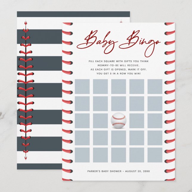 Carte de baby shower | Balle de baseball (Devant / Derrière)