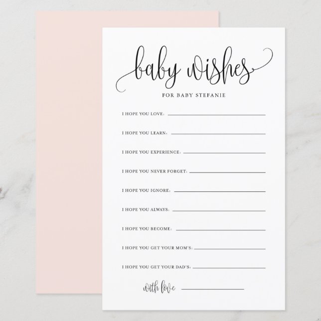 Carte de Baby shower Black Script Baby Waches (Devant / Derrière)