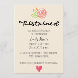 Carte de Baby shower Changement de plan du Rose de