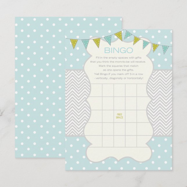 Carte de Baby shower de  Blue Green Pois (Devant / Derrière)