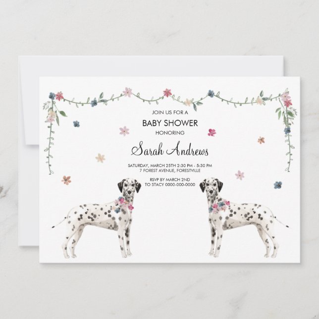 Carte de Baby shower de chien dalmate (Devant)