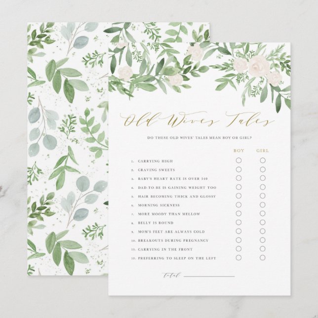 Carte de Baby shower de contes floraux pour vieill (Devant / Derrière)