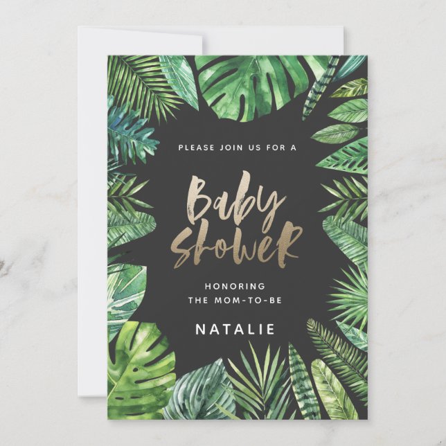 Carte de baby shower de feuille de palme tropicale (Devant)
