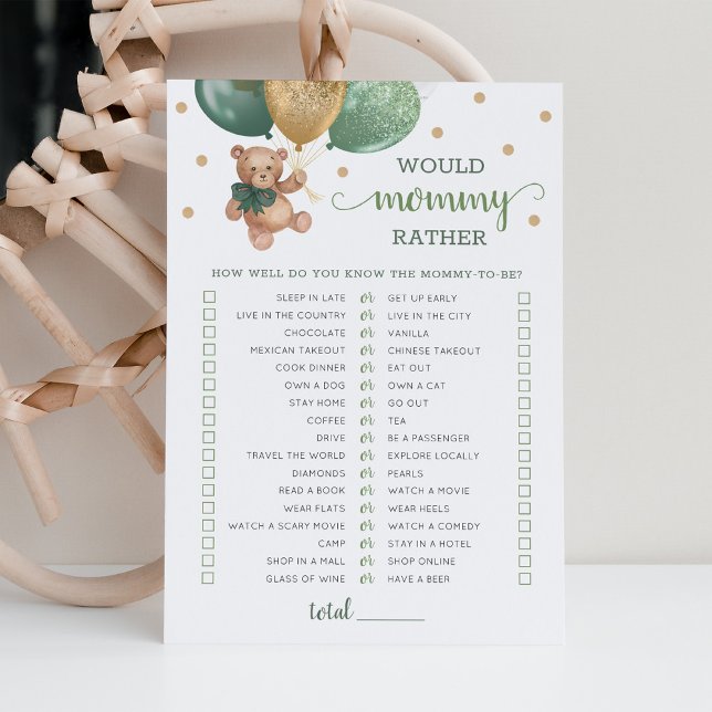 Carte de Baby shower de jeu pour maman Plutôt (Créateur téléchargé)