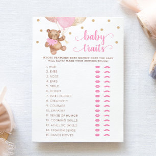 Carte de Baby shower de jeu Teddy Bear Baby Traits