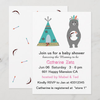 Carte de Baby shower de l'ours tribal