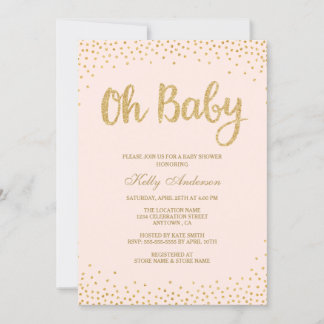 Carte de Baby shower de Parties scintillant en or 