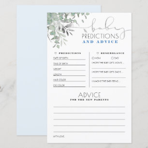 Carte de Baby shower de prédictions et conseils po
